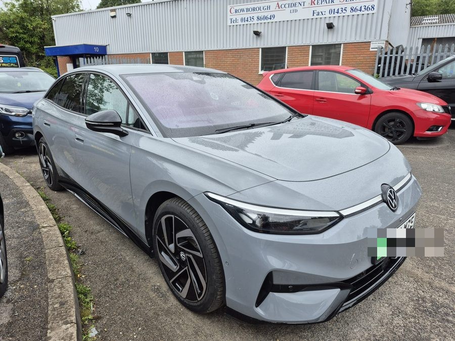 Grey Volkswagen ID.7 electric saloon after accident repair in Crowborough